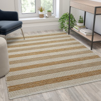 Flash Furniture CI-20-9354-57-GG 5' x 7' Handwoven Striped Jute Blend Area Rug in Natural Tones